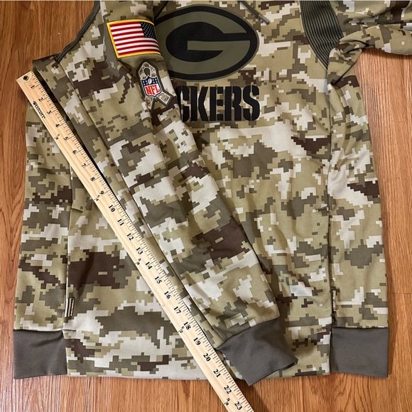 NIKE DRI FIT NFL ON FIELD GREEN BAY PACKERS SALUTE TO SERVICE CAMO HOODIE MEDIUM - Picture 11 of 16